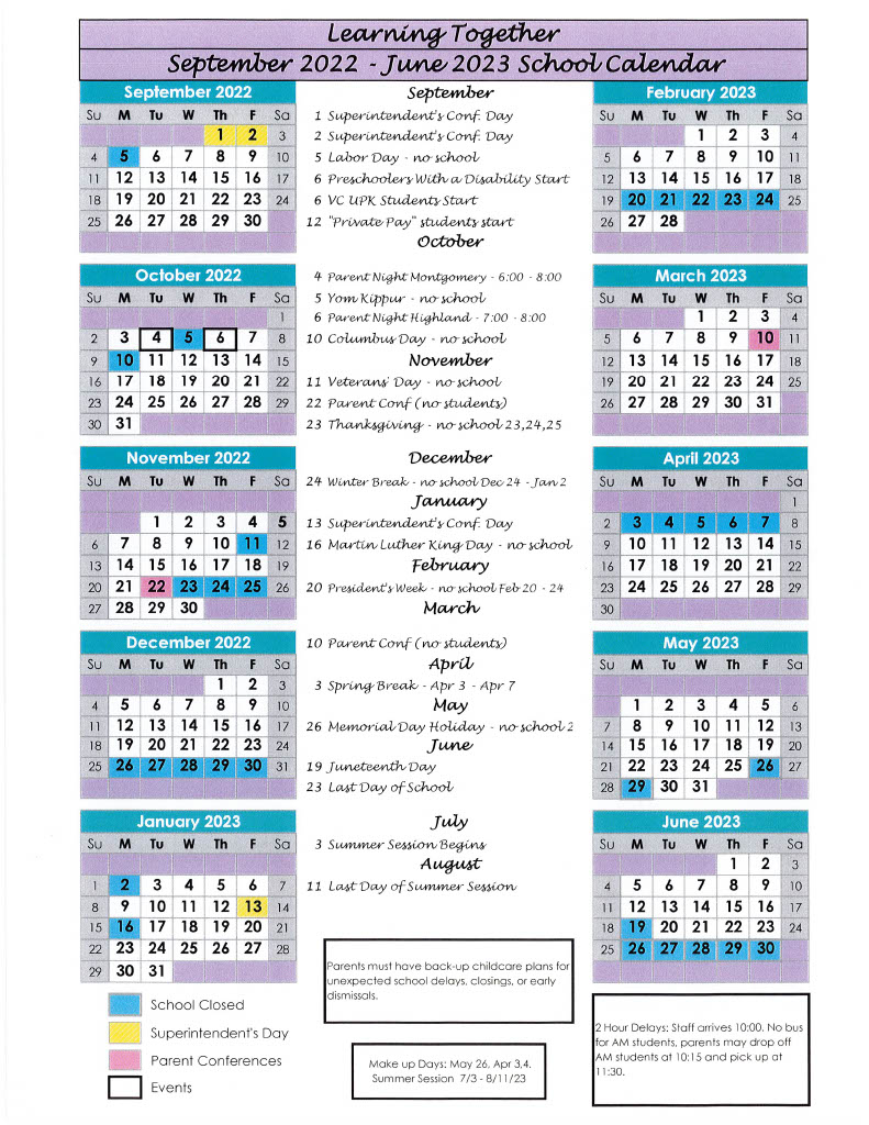 Learning Together 2022 - 2023 Calendar